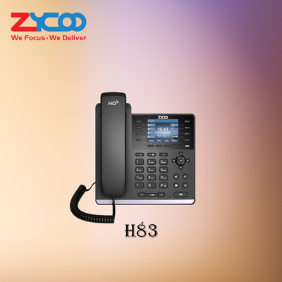 Zycoo H83 Teléfono de escritorio Sip de cuatro líneas con soporte para 4 cuentas SIP